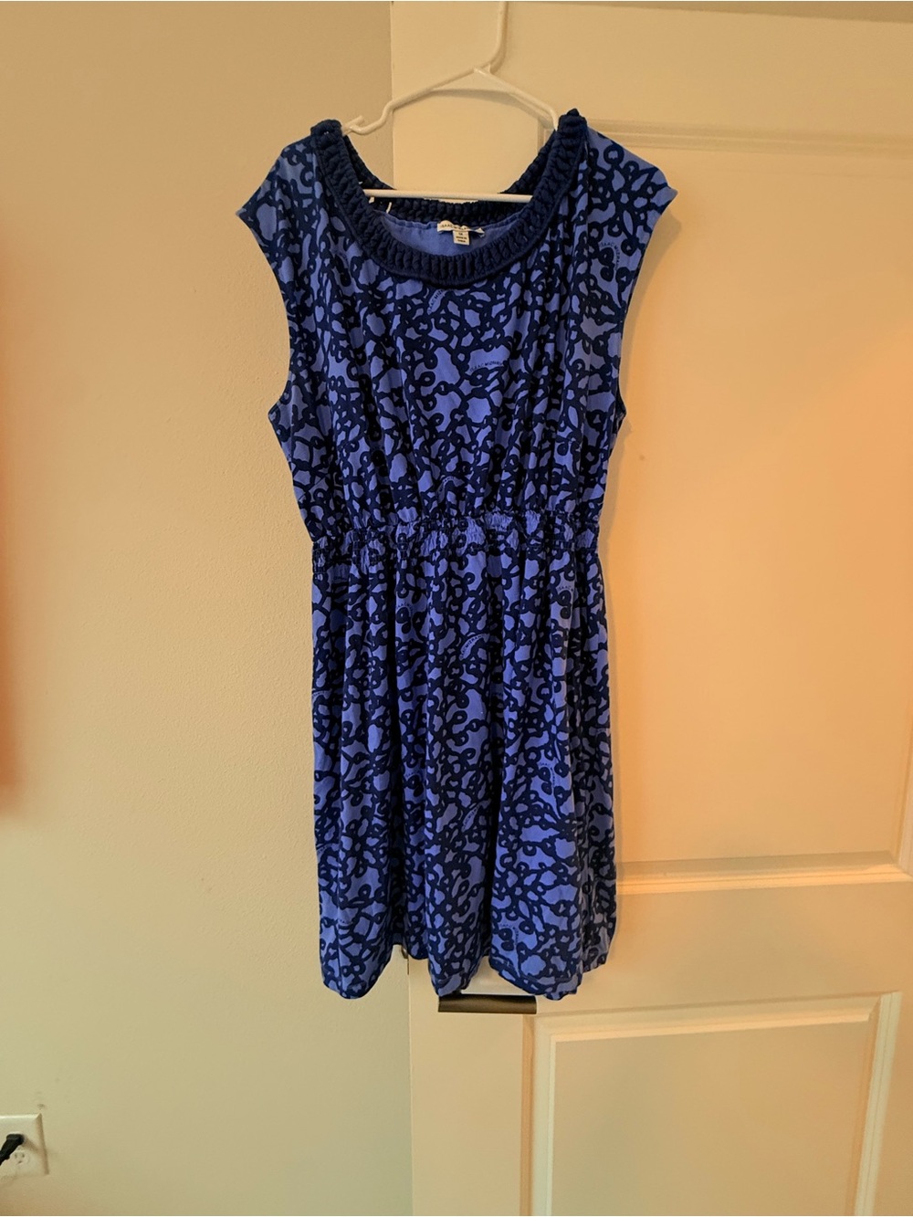 Isaac Mizrahi Navy and Royal Blue Printed Sleeveless Mini Dress